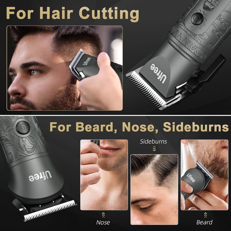 UFREE Beard Trimmer for Men Professional with Hair Clippers, Barber Clippers and Trimmers Set, Electric Razor Shavers for Men, Cordless Mens Grooming Kit for Nose, Ear, Face, Hair, Gifts - Image 2